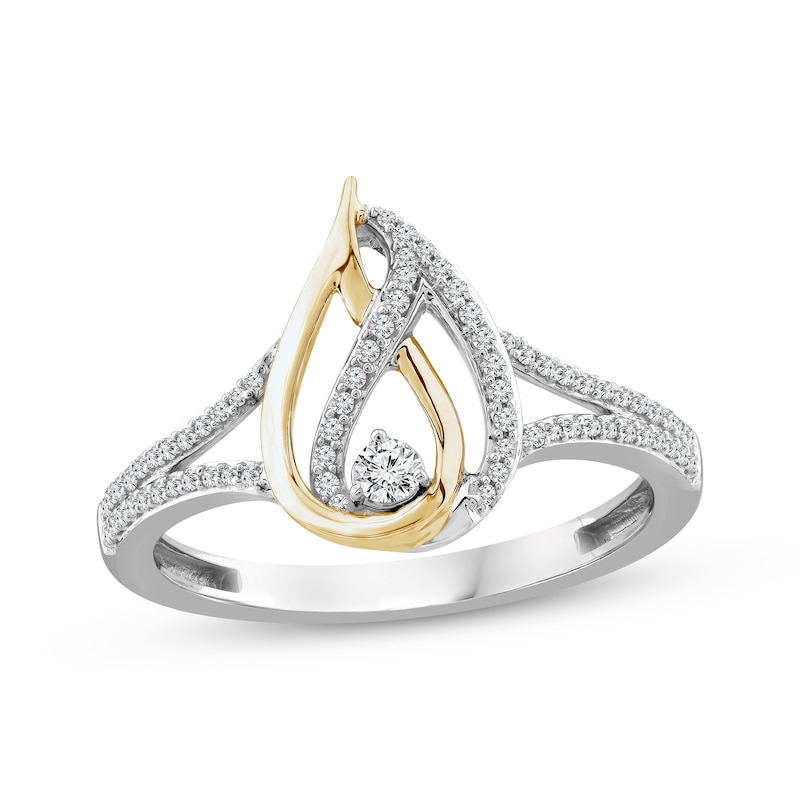 Main Image 1 of Love Ignited Diamond Flame Ring 1/5 ct tw Sterling Silver & 10K Yellow Gold