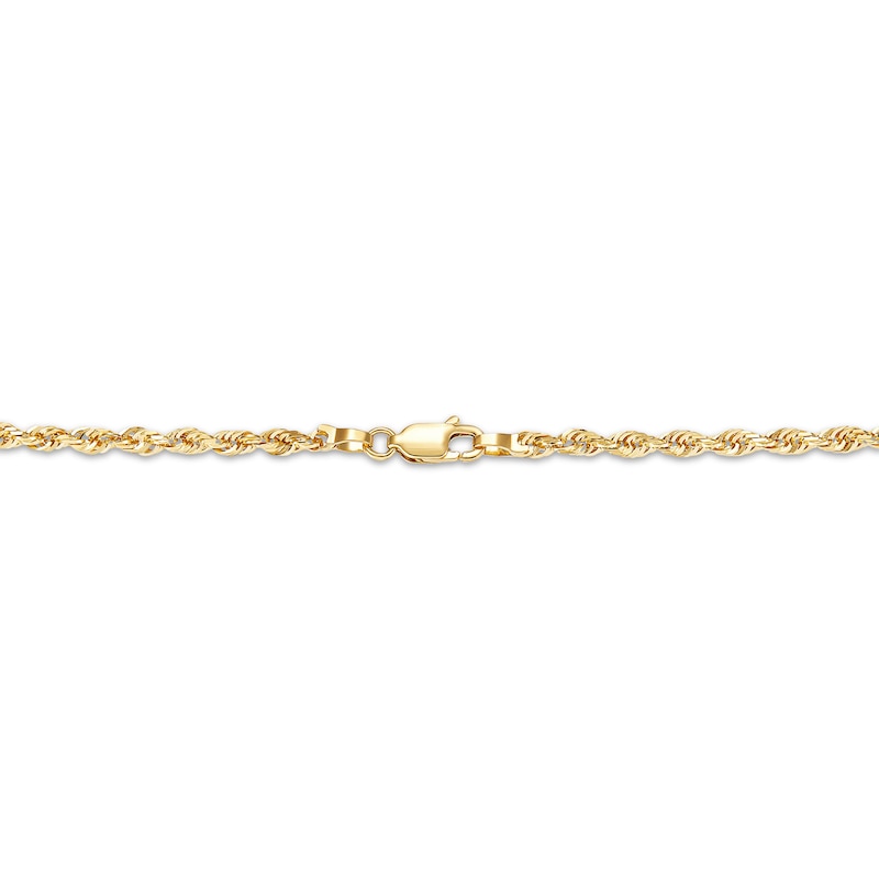 Main Image 2 of Solid Glitter Rope Chain Necklace 3mm 14K Yellow Gold 20&quot;