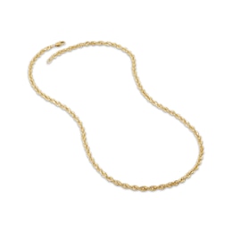 Solid Glitter Rope Chain Necklace 4mm 14K Yellow Gold 22&quot;