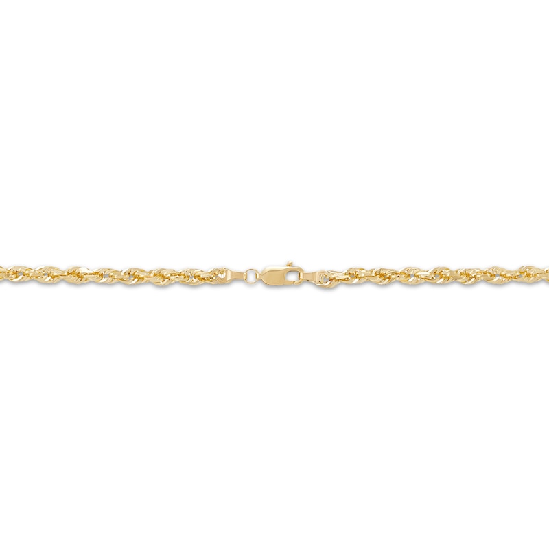 Solid Glitter Rope Chain Necklace 4mm 14K Yellow Gold 22