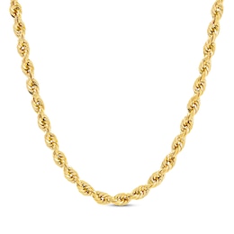 Glitter Rope Chain Necklace 5.5mm Solid 14K Yellow Gold 22&quot;