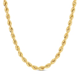 Solid Glitter Rope Chain Necklace 5.5mm 14K Yellow Gold 24&quot;