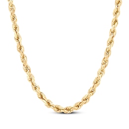 Solid Glitter Rope Chain Necklace 6.5mm 10K Yellow Gold 24&quot;
