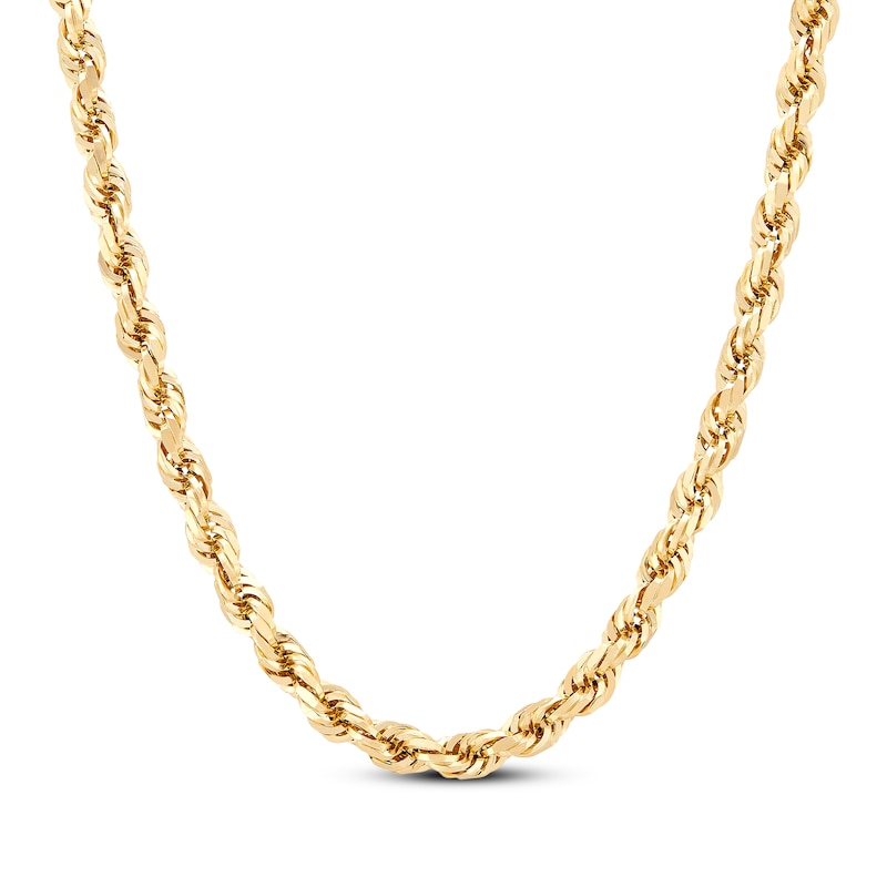 Main Image 1 of Solid Glitter Rope Chain Necklace 6.5mm 10K Yellow Gold 24&quot;