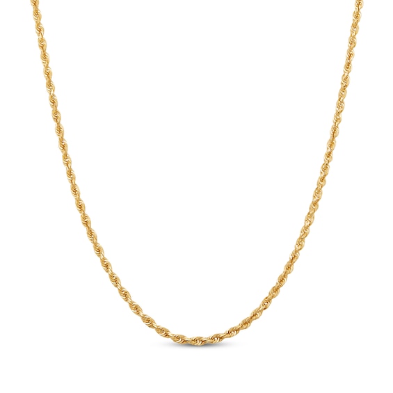Hollow Glitter Rope Chain Necklace 3mm 14K Yellow Gold 16"