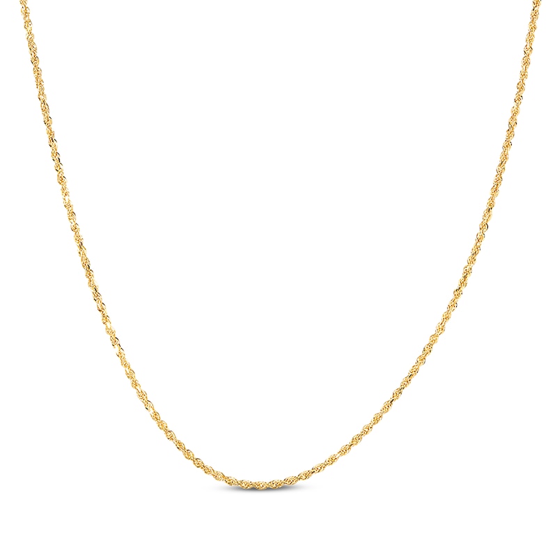 Solid Glitter Rope Chain Necklace 1.6mm 10K Yellow Gold 18"