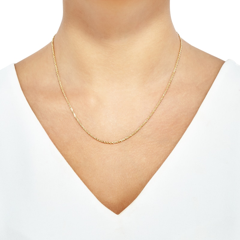 Solid Glitter Rope Chain Necklace 1.6mm 10K Yellow Gold 18"