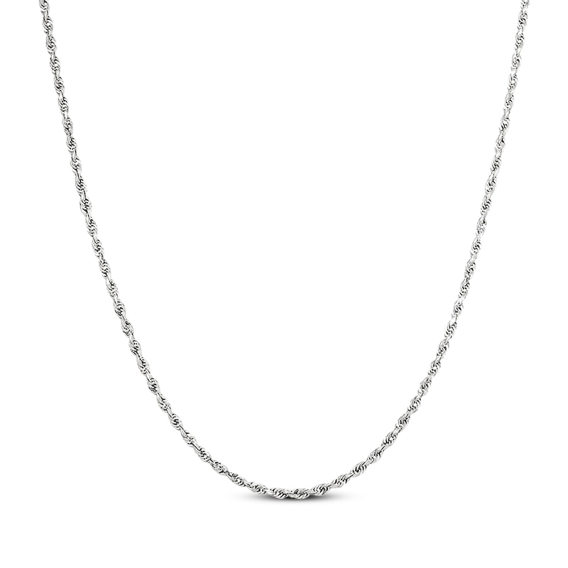 Main Image 1 of Solid Glitter Rope Chain Necklace 1.6mm 10K White Gold 18&quot;