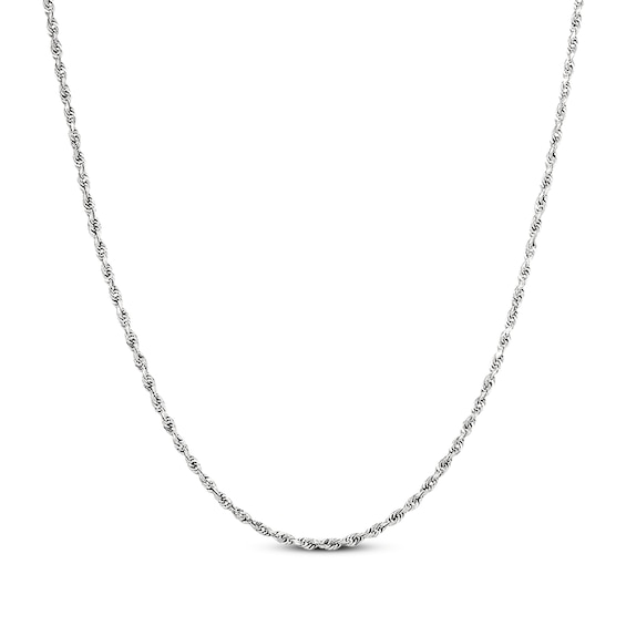 Solid Glitter Rope Chain Necklace 1.6mm 14K White Gold 18"
