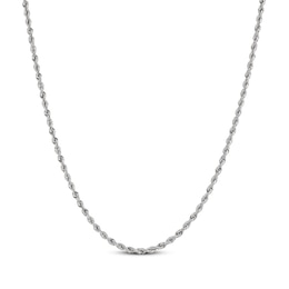 Solid Glitter Rope Chain Necklace 2.4mm 10K White Gold 18&quot;