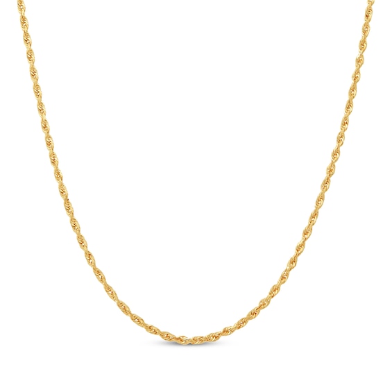 Solid Glitter Rope Chain Necklace 2.4mm 14K Yellow Gold 18"