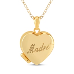 &quot;Madre&quot; Heart Locket Necklace 10K Yellow Gold 18&quot;