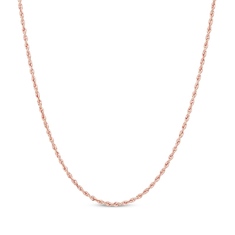 Main Image 1 of Solid Glitter Rope Chain Necklace 1.6mm 14K Rose Gold 16&quot;