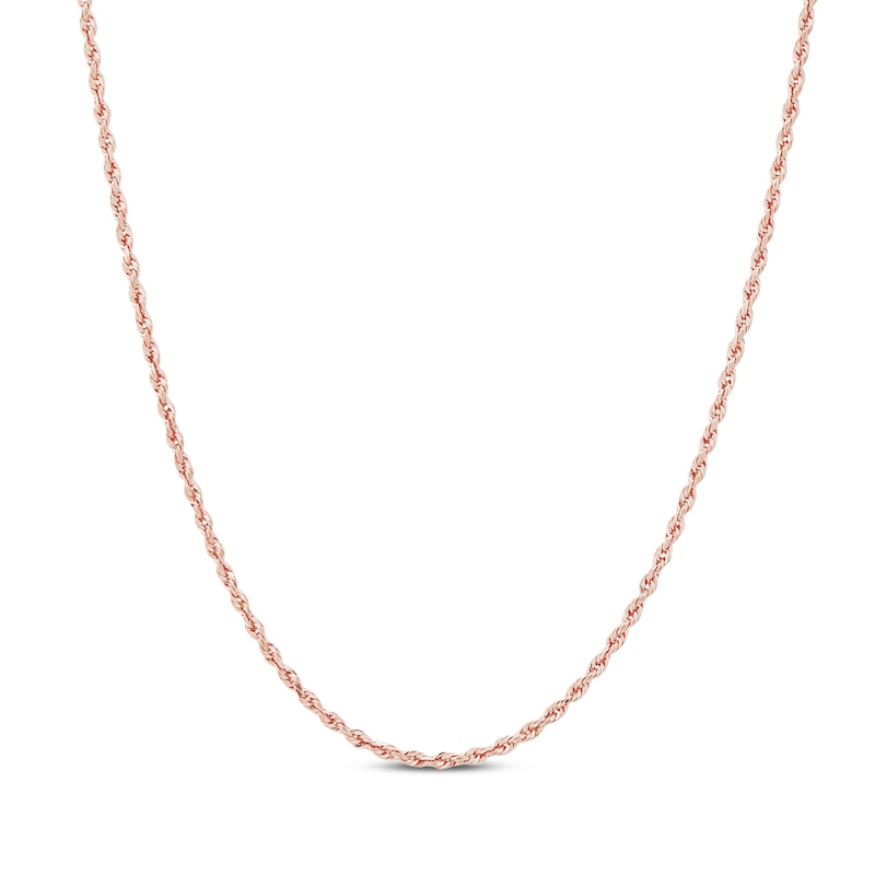 Main Image 1 of Solid Glitter Rope Chain Necklace 1.6mm 14K Rose Gold 18&quot;