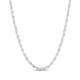 Glitter Rope Chain Necklace 1.6mm Solid 14K White Gold 16&quot;