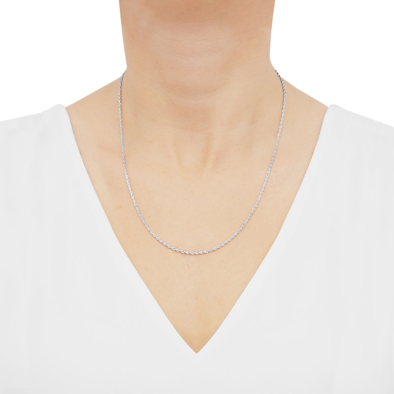 Solid Glitter Rope Chain Necklace 1.6mm 14K White Gold 20"