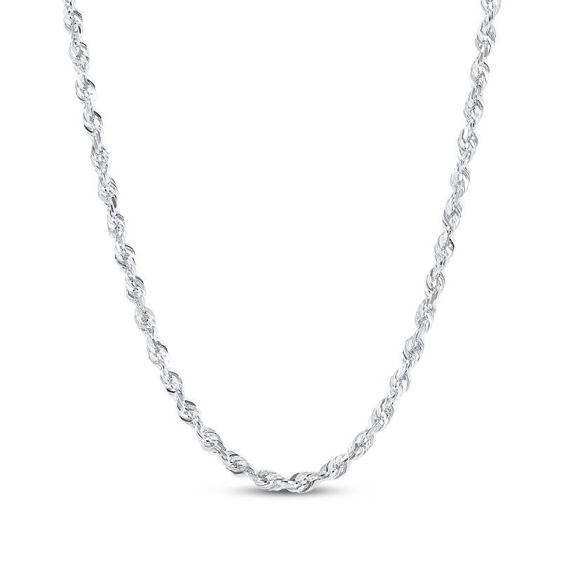 Main Image 1 of Solid Glitter Rope Chain Necklace 1.6mm 14K White Gold 22&quot;