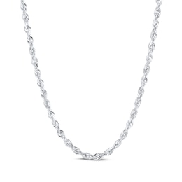 Glitter Rope Chain Necklace 1.6mm Solid 14K White Gold 24&quot;