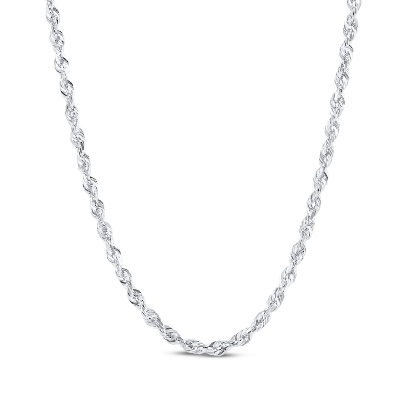 Main Image 1 of Solid Glitter Rope Chain Necklace 1.6mm 14K White Gold 24&quot;