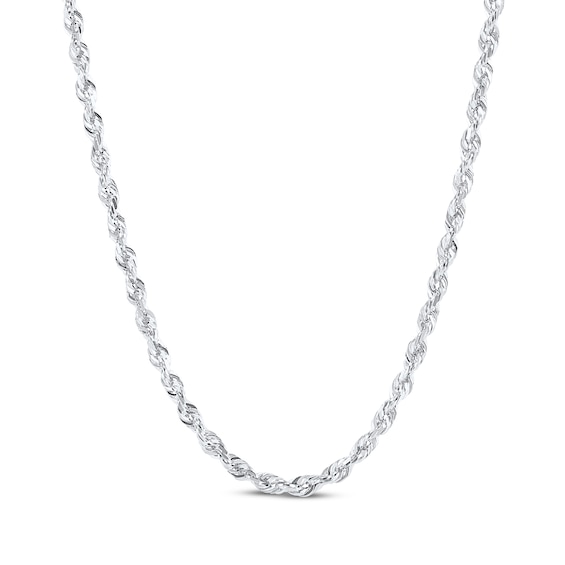 Solid Glitter Rope Chain Necklace 1.6mm 14K White Gold 30"