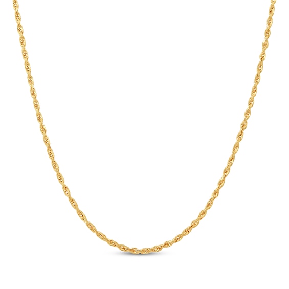 Solid Glitter Rope Chain Necklace 2.4mm 14K Yellow Gold 24"