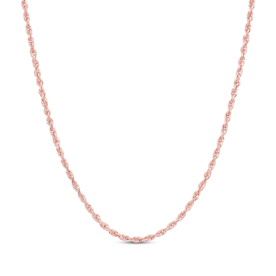 Solid Glitter Rope Chain Necklace 2.4mm 14K Rose Gold 16"