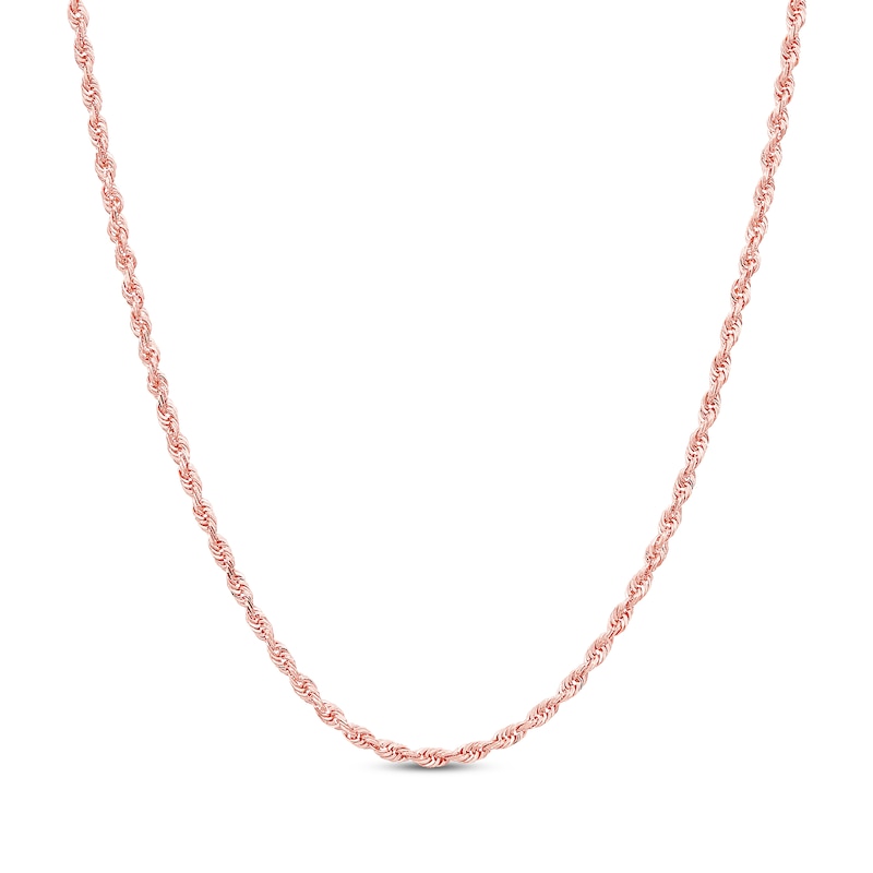 Main Image 1 of Solid Glitter Rope Chain Necklace 2.4mm 14K Rose Gold 16&quot;