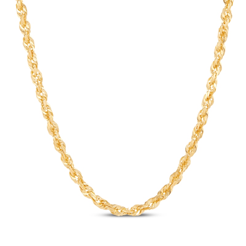 Main Image 1 of Solid Glitter Rope Chain Necklace 3mm 14K Yellow Gold 16&quot;