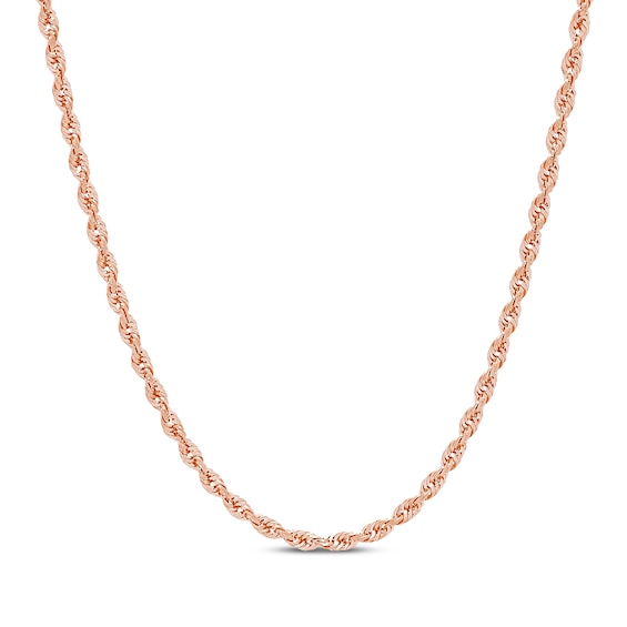 Solid Glitter Rope Chain Necklace 3mm 14K Rose Gold 16"