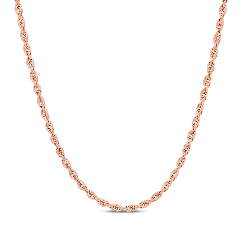 Main Image 1 of Solid Glitter Rope Chain Necklace 3mm 14K Rose Gold 16&quot;