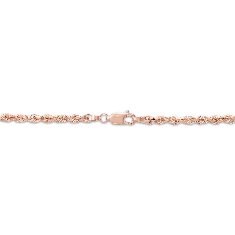 Main Image 2 of Solid Glitter Rope Chain Necklace 3mm 14K Rose Gold 16&quot;