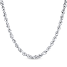 Solid Glitter Rope Chain Necklace 3mm 14K White Gold 16&quot;