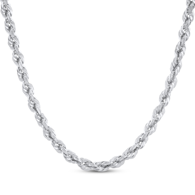 Main Image 1 of Solid Glitter Rope Chain Necklace 3mm 14K White Gold 16&quot;