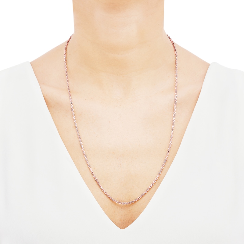 Solid Glitter Rope Chain Necklace 2.4mm 14K Rose Gold 24"