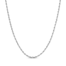 Glitter Rope Chain Necklace 2.4mm Solid 14K White Gold 22&quot;