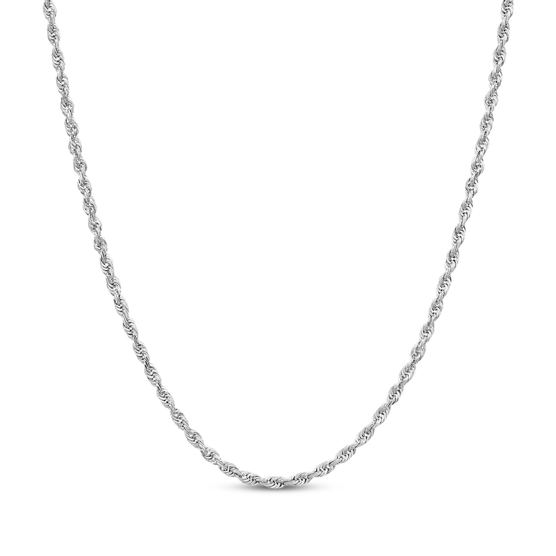 Main Image 1 of Solid Glitter Rope Chain Necklace 2.4mm 14K White Gold 22&quot;