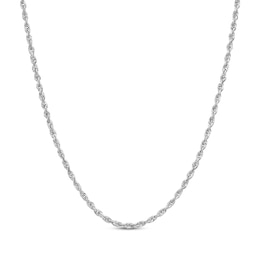 Solid Glitter Rope Chain Necklace 2.4mm 14K White Gold 24&quot;