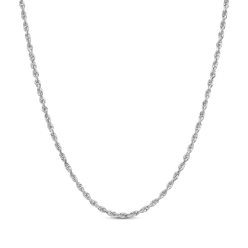 Main Image 1 of Solid Glitter Rope Chain Necklace 2.4mm 14K White Gold 24&quot;