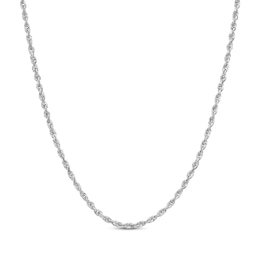 Solid Glitter Rope Chain Necklace 2.4mm 14K White Gold 30&quot;