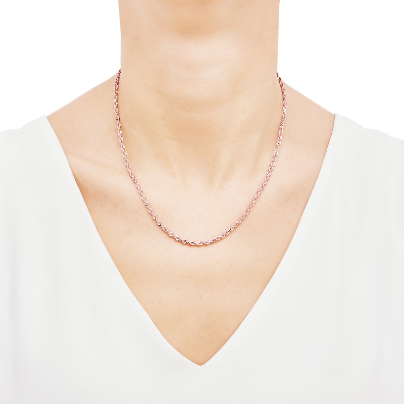 Main Image 3 of Glitter Rope Chain Necklace 3mm Solid 14K Rose Gold 18&quot;