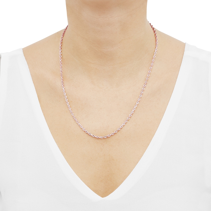 Main Image 3 of Solid Glitter Rope Chain Necklace 3mm 14K Rose Gold 20&quot;