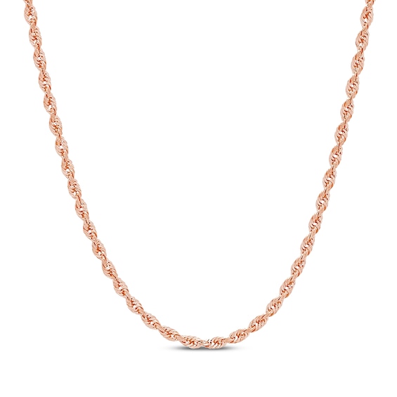 Solid Glitter Rope Chain Necklace 3mm 14K Rose Gold 22"
