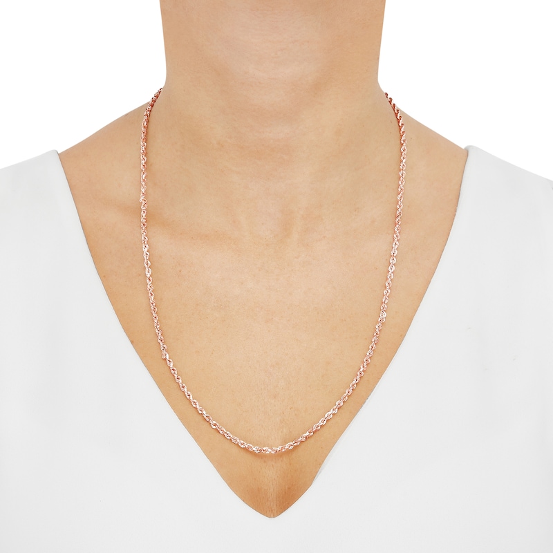 Solid Glitter Rope Chain Necklace 3mm 14K Rose Gold 22"