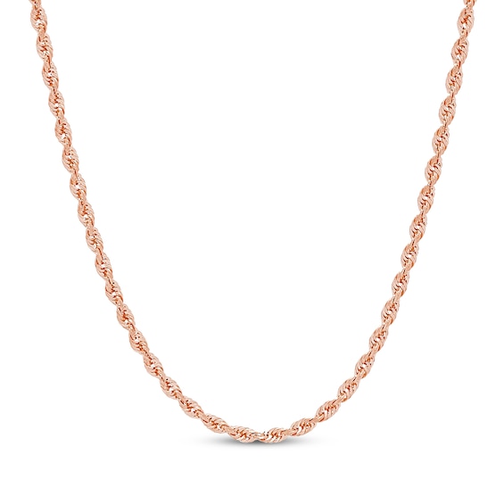 Solid Glitter Rope Chain Necklace 3mm 14K Rose Gold 24"