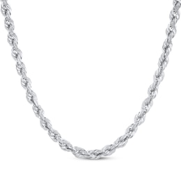 Glitter Rope Chain Necklace 3mm Hollow 14K White Gold 24&quot;