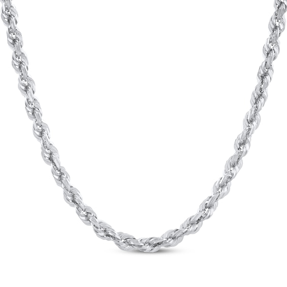 Hollow Glitter Rope Chain Necklace 3mm 14K White Gold 24"