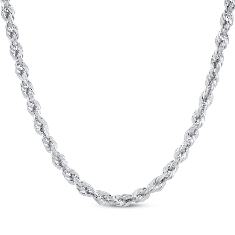 Main Image 1 of Hollow Glitter Rope Chain Necklace 3mm 14K White Gold 24&quot;