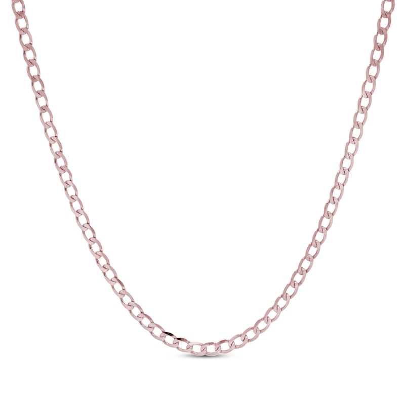 Main Image 1 of Solid Curb Chain Necklace 2.95mm 10K Rose Gold 20&quot;