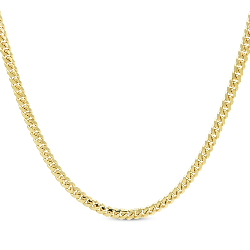 Main Image 1 of Solid Cuban Curb Chain Necklace 3.3mm 10K Yellow Gold 22&quot;