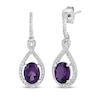 Thumbnail Image 1 of Oval-Cut Amethyst & White Lab-Created Sapphire Drop Earrings Sterling Silver